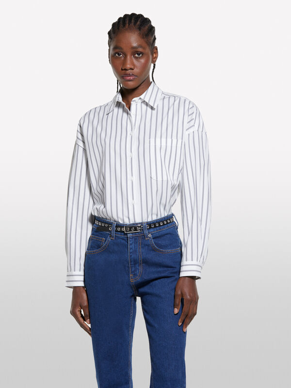 White striped oversized shirt - chemises pour femme | Sisley