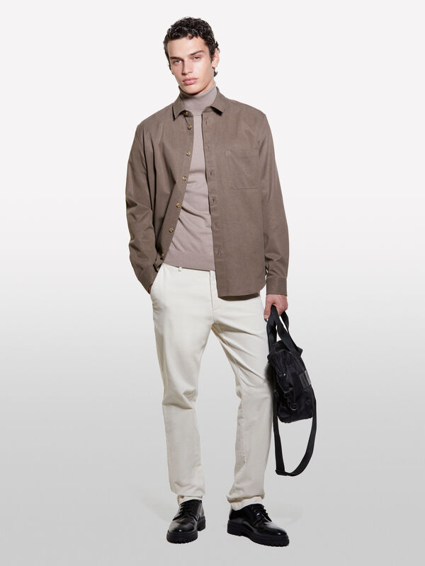 Chemise marron à poche - chemises regular pour homme | Sisley