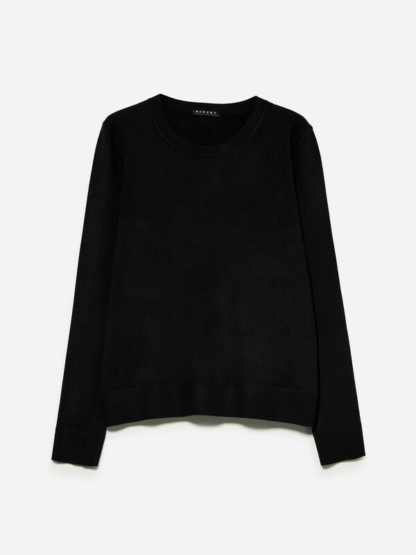 Pull ras du cou noir - pulls col rond pour femme | Sisley