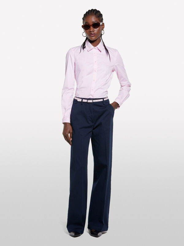 Pantalon wide leg bleu foncé - pantalons palazzo pour femme | Sisley