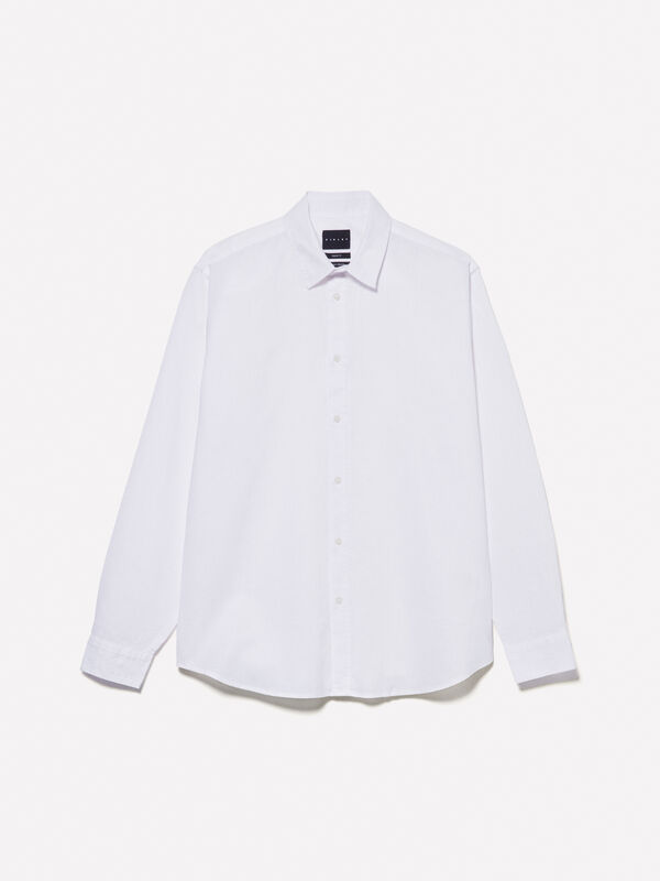Chemise en lin mélangé blanc Chemise en lin mélangé blanc - chemises regular pour homme | Sisley