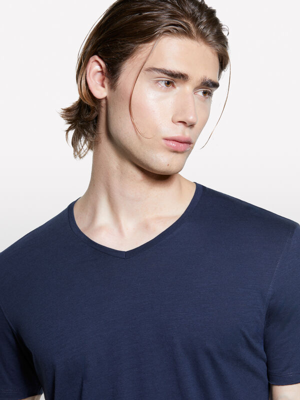 T-shirt slim bleu foncé - t-shirts à manches courtes pour homme | Sisley