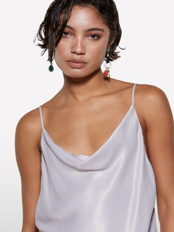 Top en satin gris - hauts pour femme | Sisley