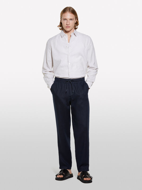 Chemise beige en lin mélangé Chemise beige en lin mélangé - chemises regular pour homme | Sisley