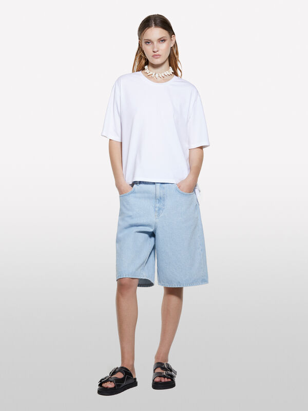 T-shirt blanc avec ouverture au dos - t-shirts &agrave; manches courtes pour femme | Sisley