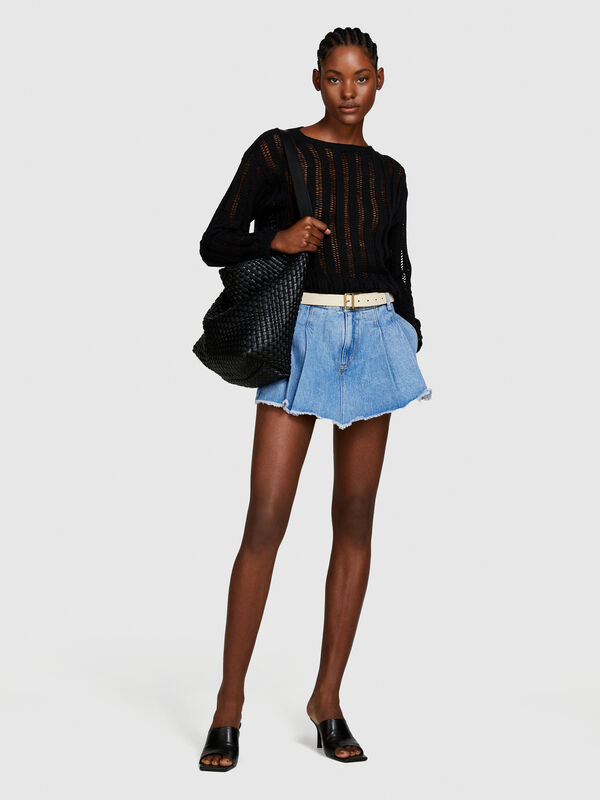 Jupe-culotte en jeans - minijupes femme | Sisley