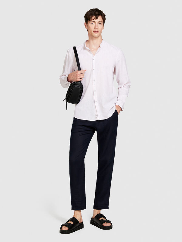 Chemise à col mao en lin mélangé - chemises regular pour homme | Sisley