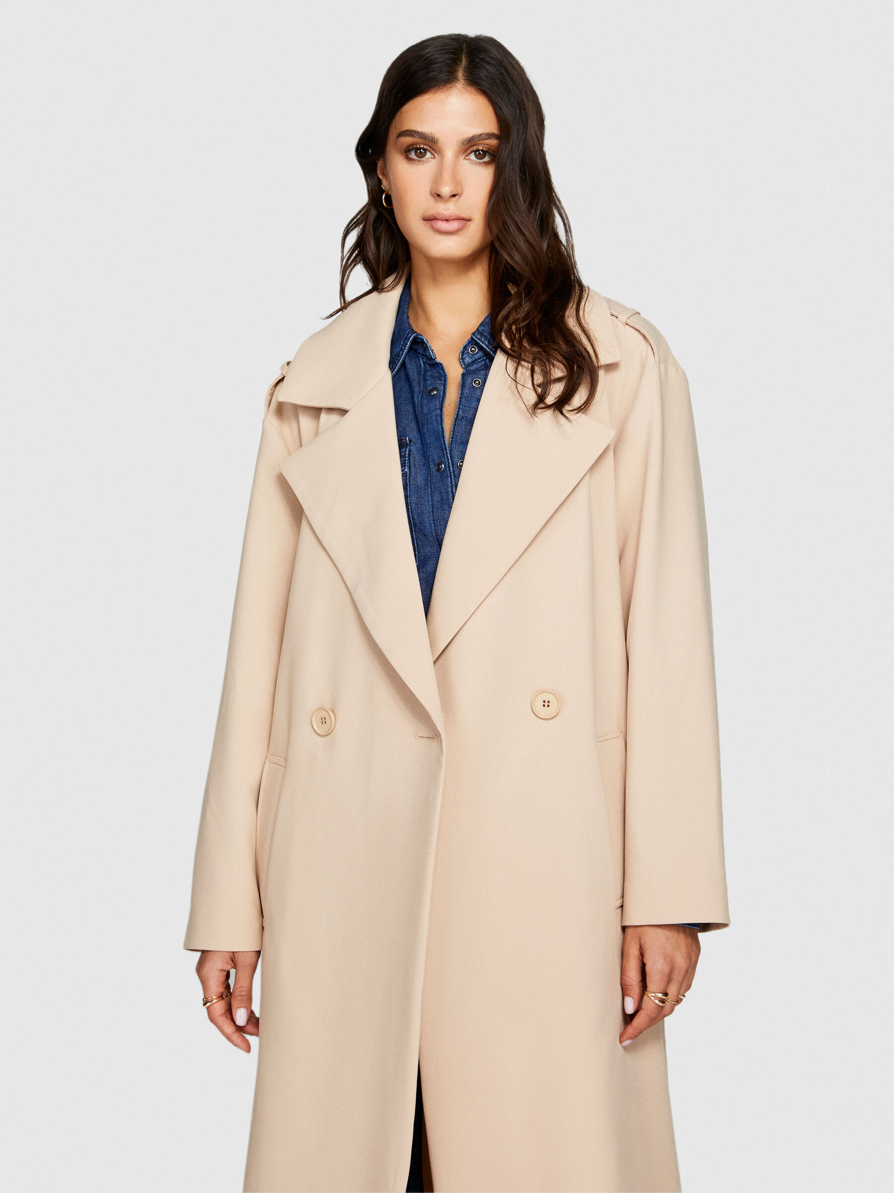 Trench avec ceinture Beige Sisley