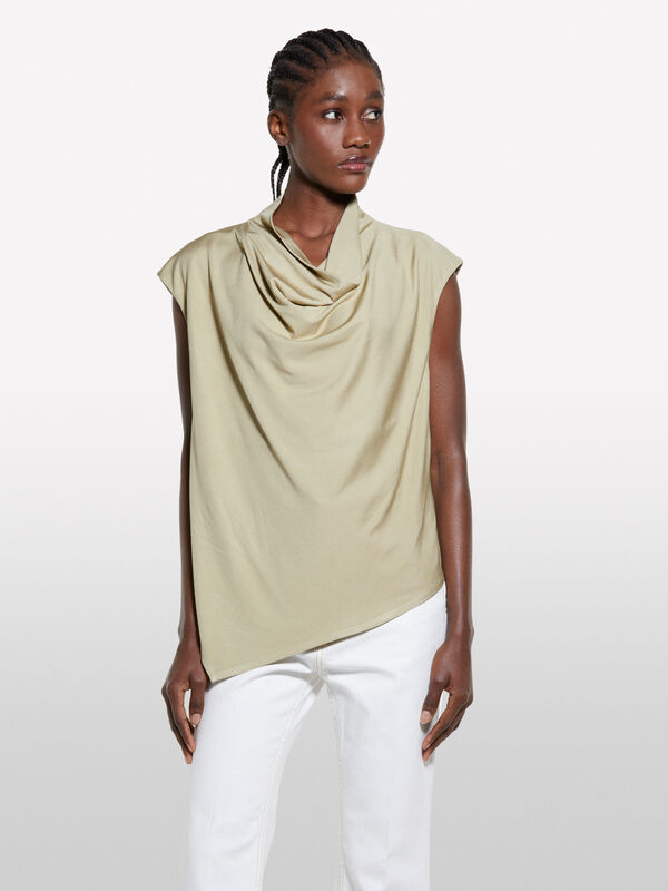 Military green draped top - blouses pour femme | Sisley