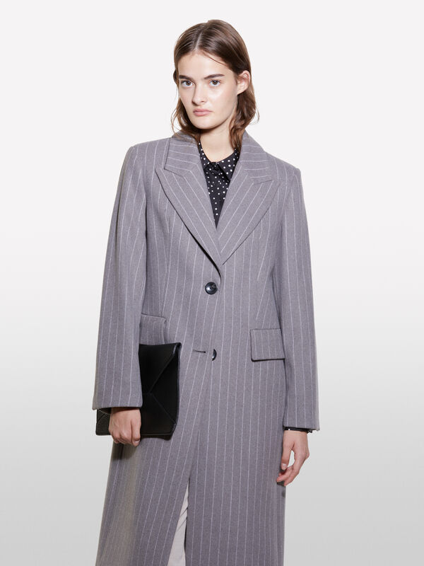 Manteau rayé gris clair - manteaux pour femme | Sisley