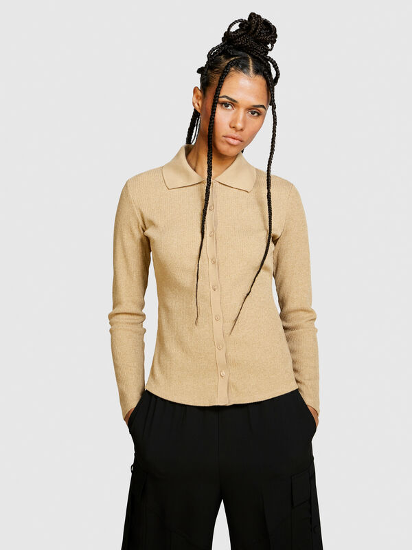 Chemise à bords-côtes - chemises pour femme | Sisley