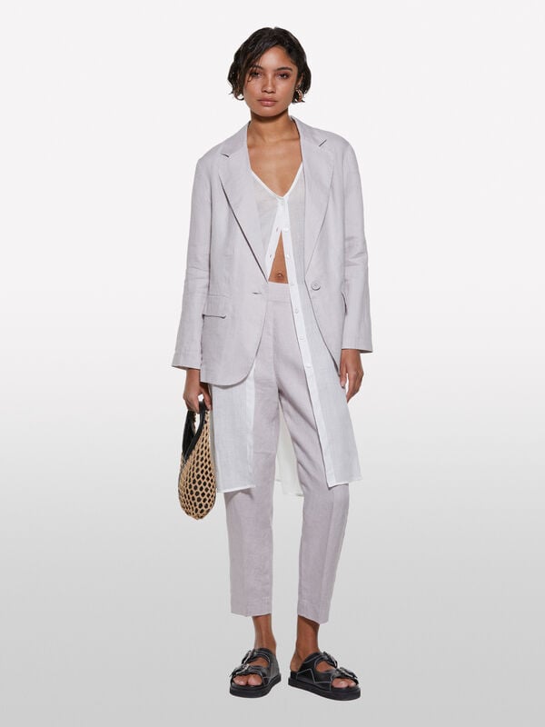 Blazer gris 100 % lin Blazer gris 100 % lin - blazers pour femme | Sisley