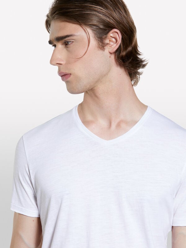 T-shirt blanc coupe slim - t-shirts à manches courtes pour homme | Sisley