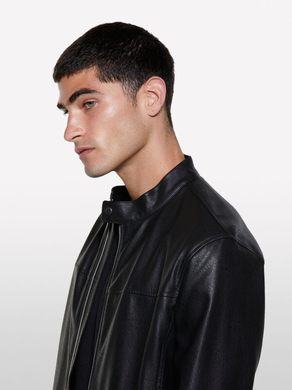 Veste de motard noire coupe slim - vestes et blousons pour homme | Sisley