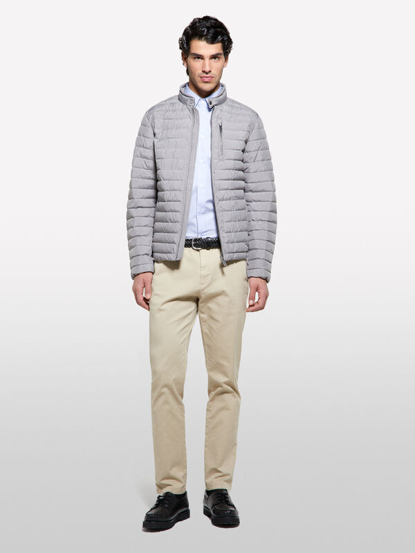 Blouson biker rembourré gris clair Blouson biker rembourré gris clair - doudounes et blousons rembourrés pour homme | Sisley