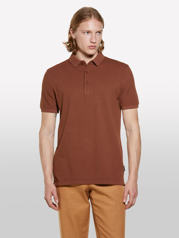 Polo marron foncé 100 % coton - t-shirts à manches courtes pour homme | Sisley