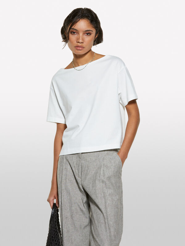 T-shirt court blanc coupe boxy - t-shirts à manches courtes pour femme | Sisley