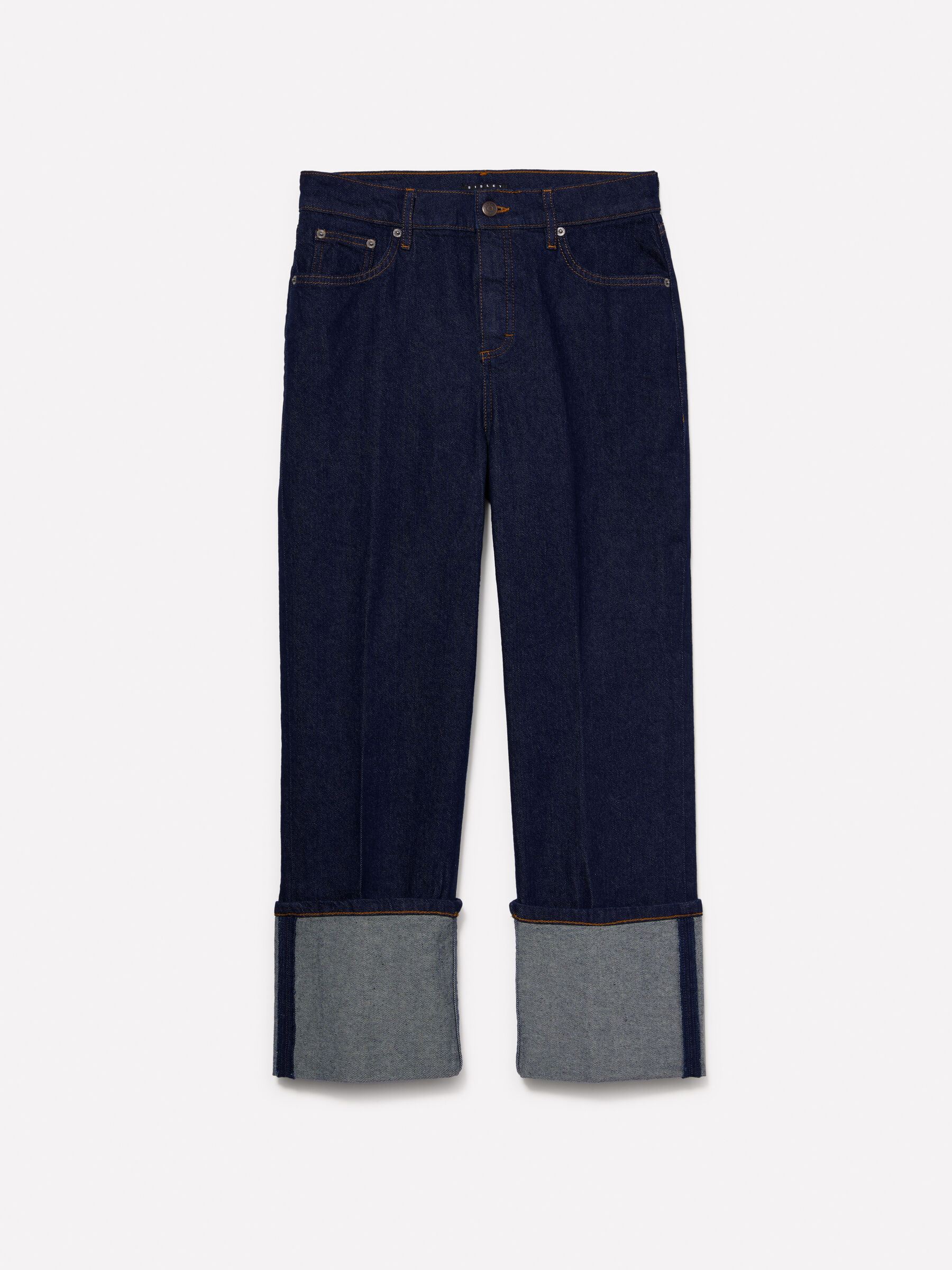 Jeans bleu fonce a large revers Bleu Fonce Sisley