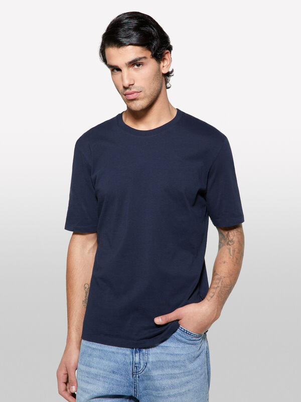 T-shirt regular bleu foncé à manches courtes - t-shirts à manches courtes pour homme | Sisley