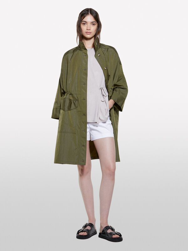 Parka vert militaire à effet froissé - vestes et blousons pour femme | Sisley