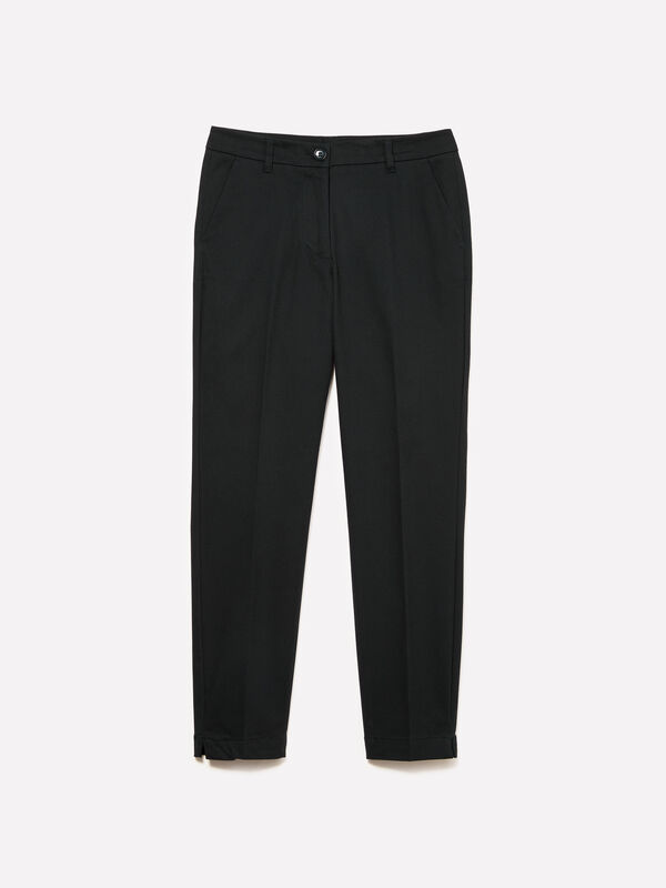 Pantalon chino slim noir - pantalons coupe slim pour femme | Sisley