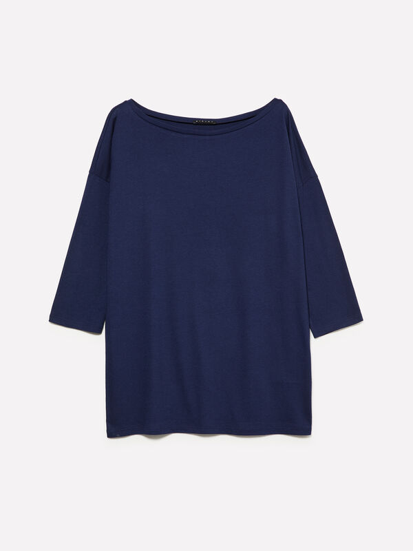 T-shirt col bateau bleu marine - t-shirts à manches longues pour femme | Sisley