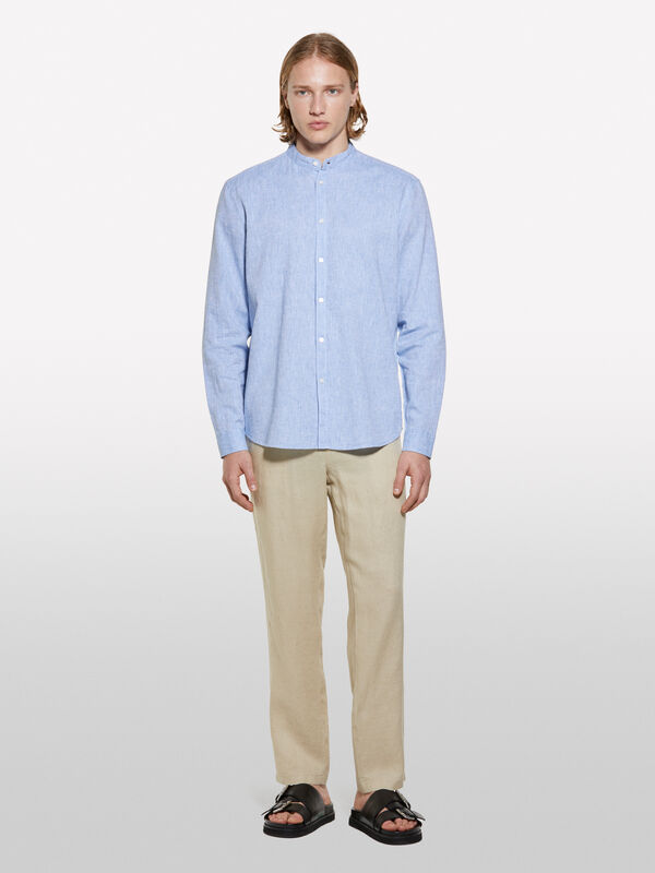 Chemise mandarin bleu clair - chemises regular pour homme | Sisley