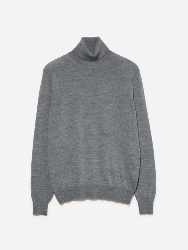 Pull gris foncé chiné à col montant Pull gris foncé chiné à col montant - pulls col montant pour homme | Sisley