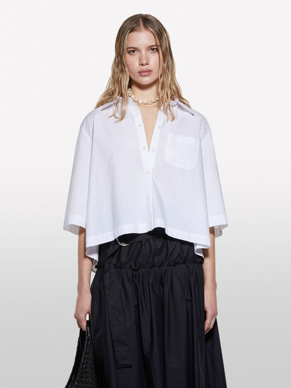 Chemise courte blanche à plis - chemises pour femme | Sisley