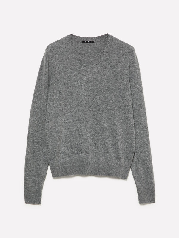 Pull ras du cou gris foncé chiné - pulls col rond pour femme | Sisley