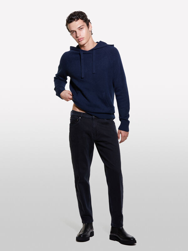 Sweat bleu foncé en maille - pulls col rond pour homme | Sisley