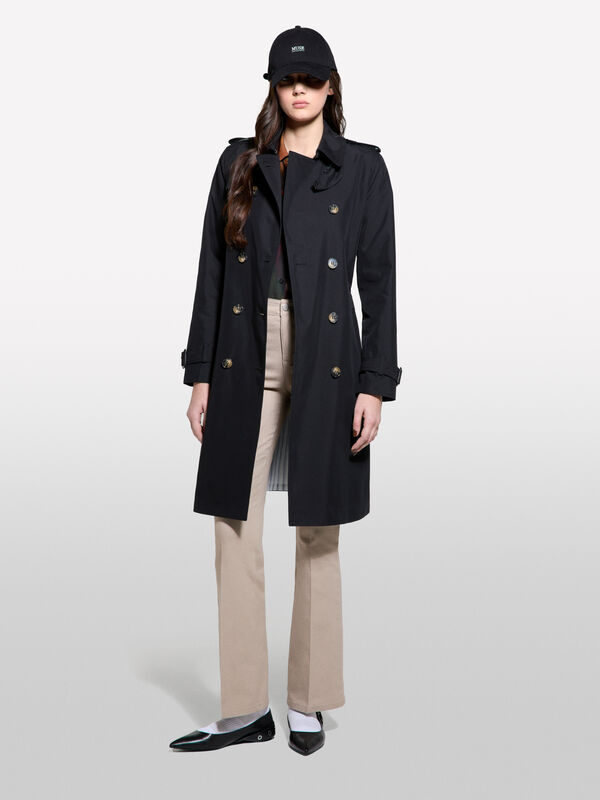 Trench slim noir - trenchs et imperméables pour femme | Sisley