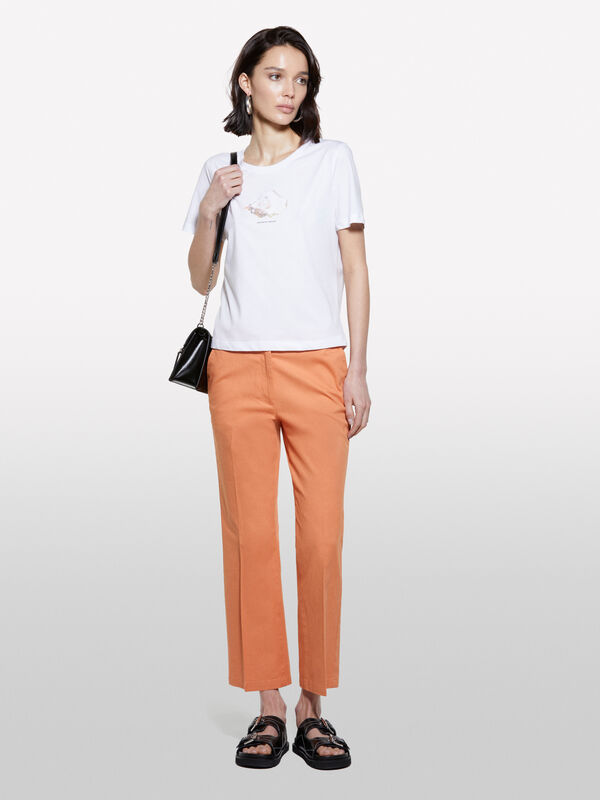 T-shirt blanc imprim&eacute; coquillages - t-shirts &agrave; manches courtes pour femme | Sisley