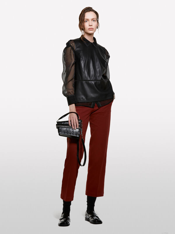 Pantalon taille haute rouge brique - pantalons regular pour femme | Sisley