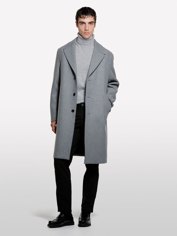 Pull gris coupe classique &agrave; col montant - pulls col montant pour homme | Sisley