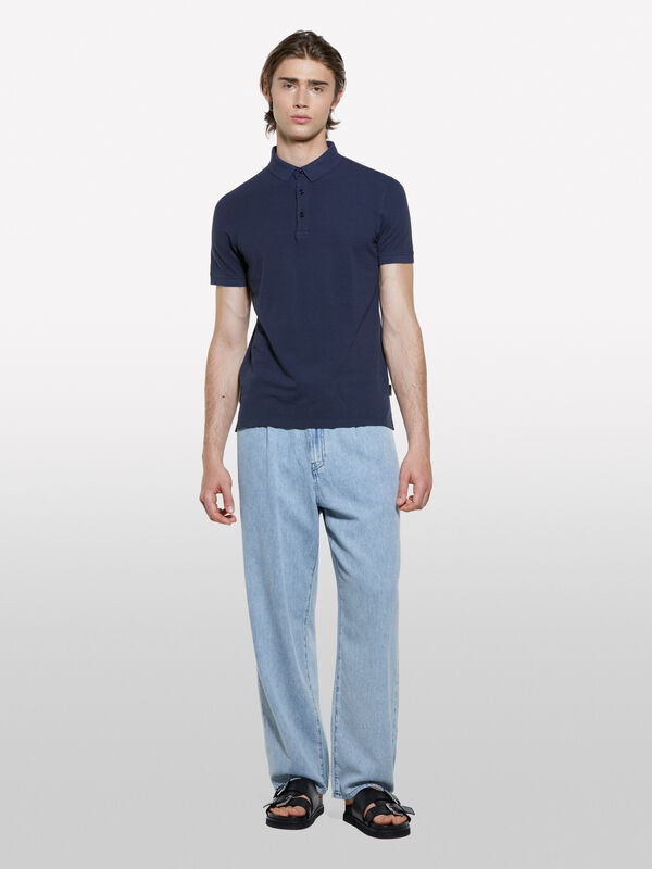 Polo bleu foncé 100 % coton Polo bleu foncé 100 % coton - polos pour homme | Sisley