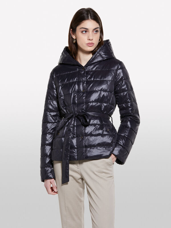 Blouson rembourré noir avec ceinture - doudounes et vestes rembourrées pour femme | Sisley
