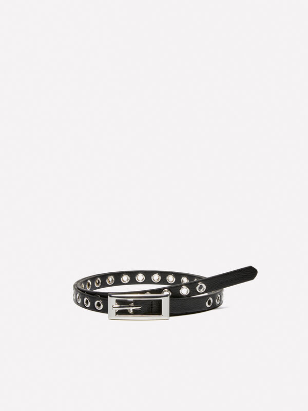 Black belt with eyelets - ceintures pour femme | Sisley