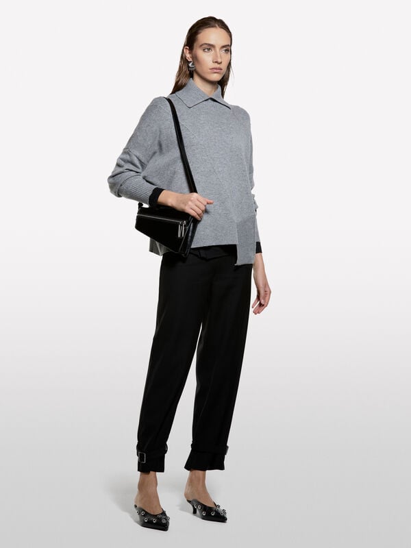 Pull asymétrique à col montant - pulls col montant pour femme | Sisley