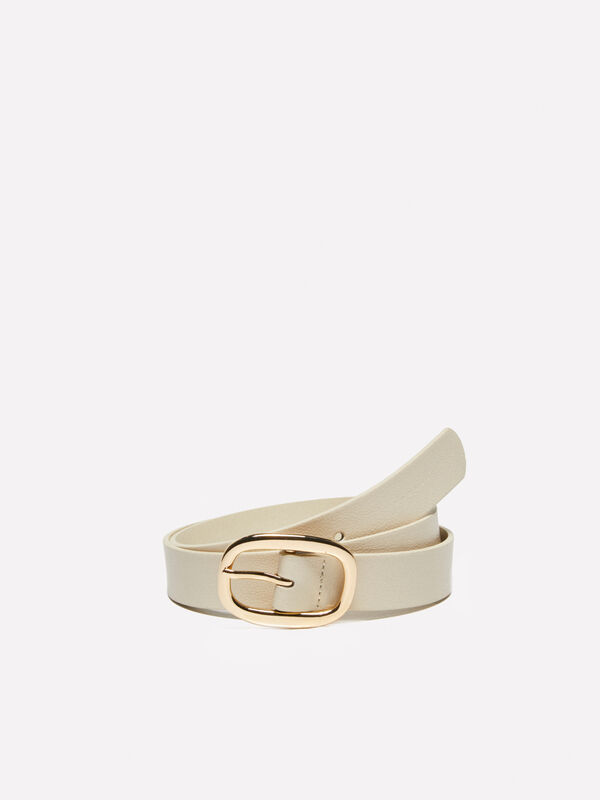 Cream white belt with oval buckle - ceintures pour femme | Sisley