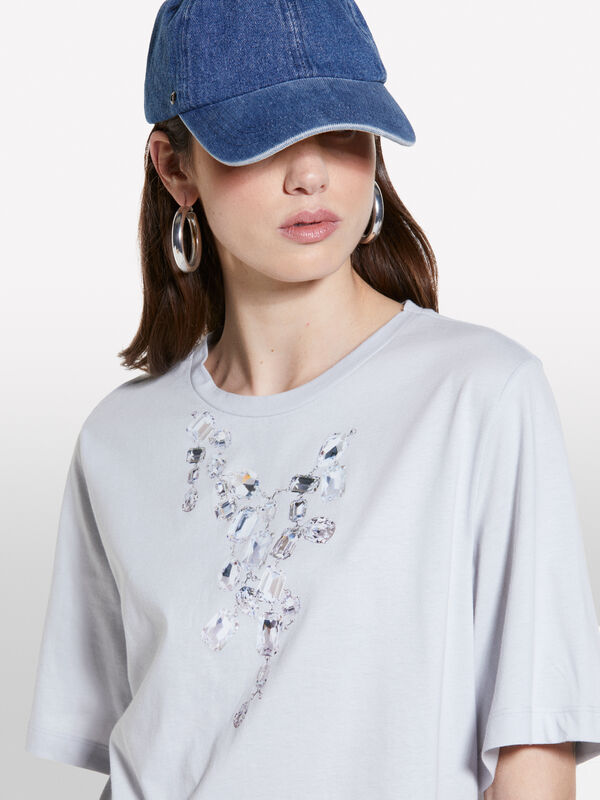 T-shirt gris à imprimé bijou - t-shirts à manches courtes pour femme | Sisley