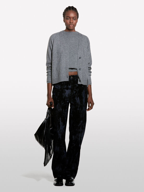 Pull ras du cou gris foncé chiné - pulls col rond pour femme | Sisley