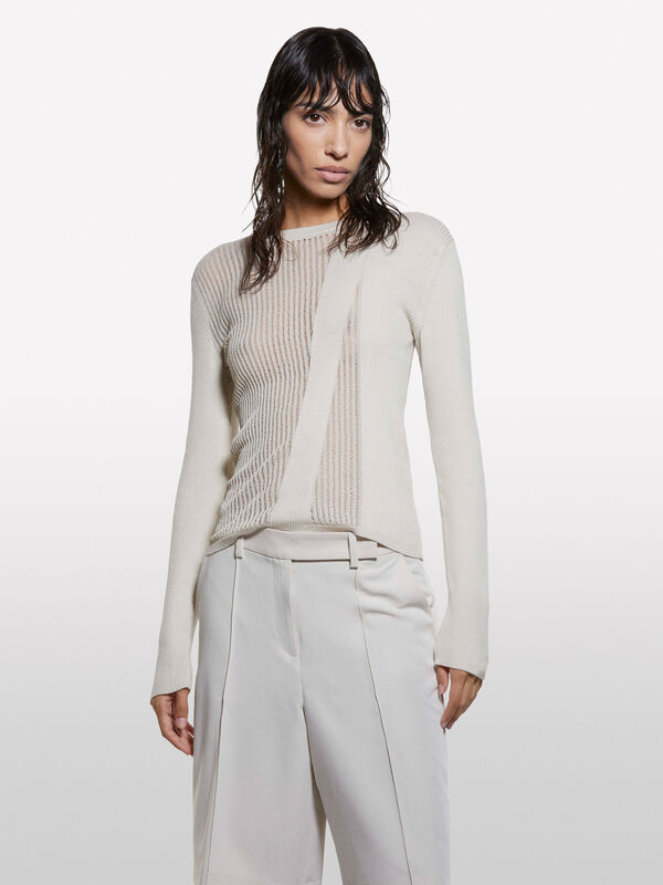 Pull en tricot beige Pull en tricot beige - pulls col rond pour femme | Sisley