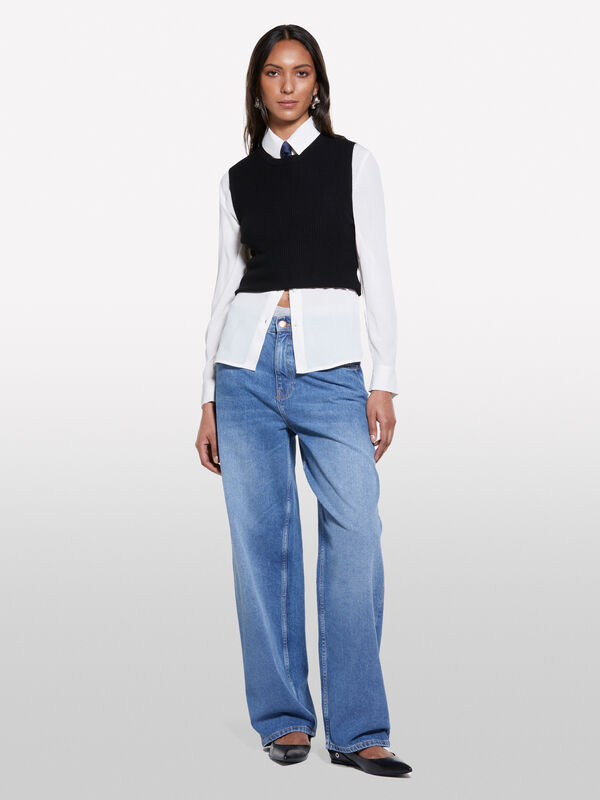 Haut en maille noir - hauts pour femme | Sisley