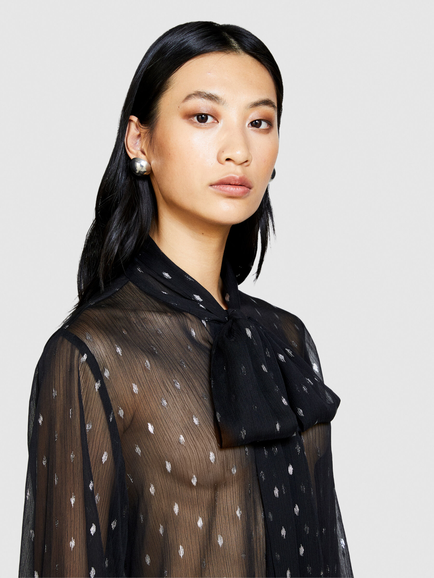 Chemise transparente n ud Noir Sisley