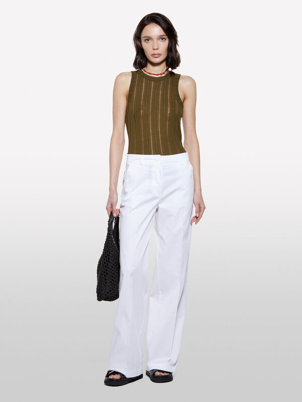 Pantalon large blanc - pantalons palazzo pour femme | Sisley