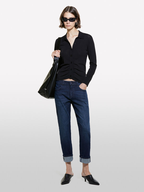 Jeans Lima slim coupe carrot bleu foncé - jeans coupe carrot pour femme | Sisley