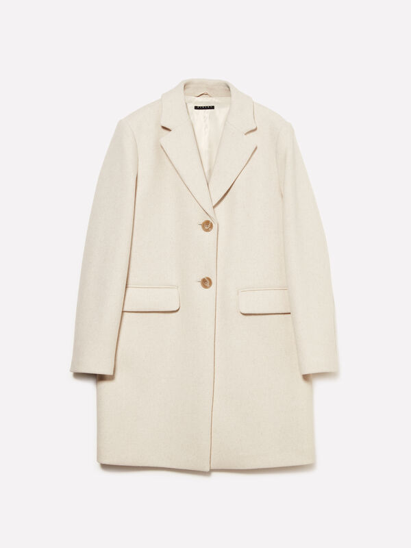 Manteau midi blanc crème - manteaux pour femme | Sisley