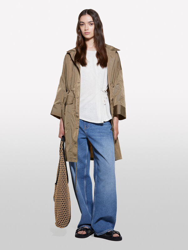 Parka marron effet froissé - vestes et blousons pour femme | Sisley