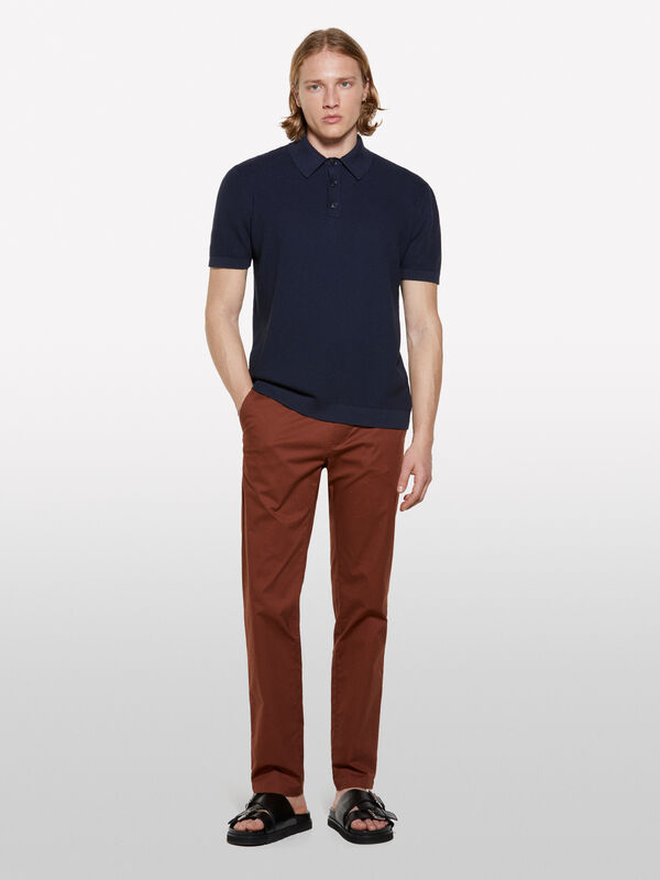 Pantalon chino marron coupe slim - pantalons chinos pour homme | Sisley